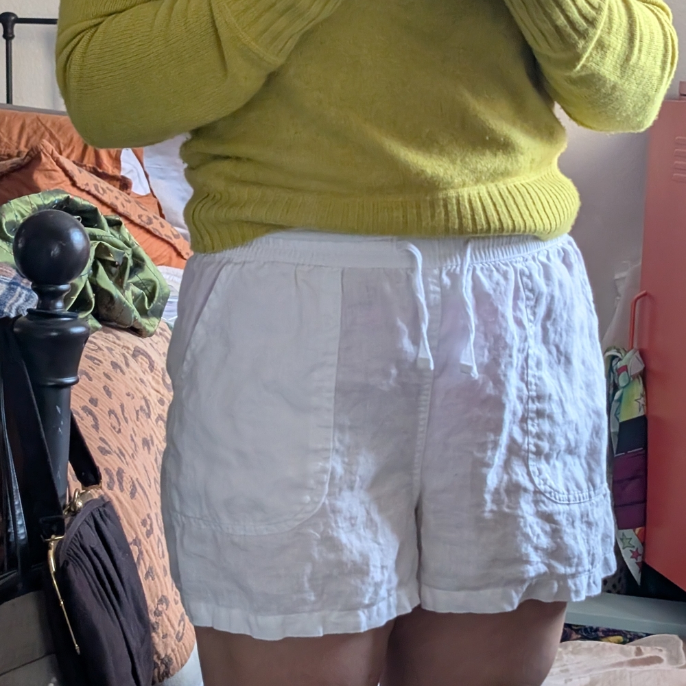 Quince White Linen Shorts Sz Large - Picture 4 of 5